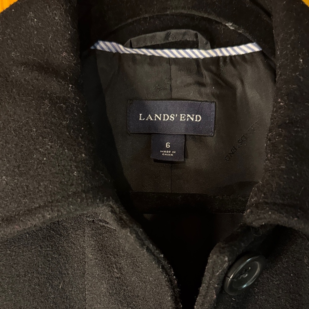 Lands' End Classic Black Trench Coat - Picture 2 of 6